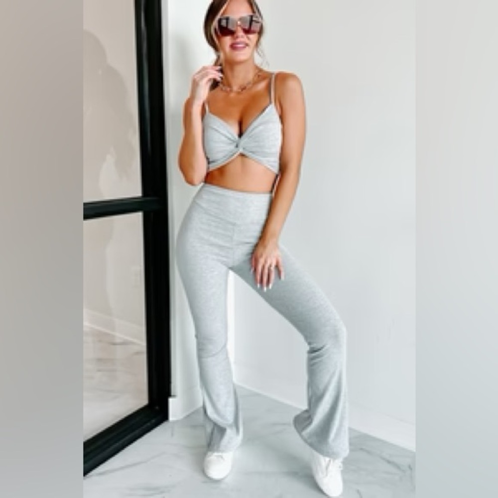 Stylish Gray Women's pant and bralette set